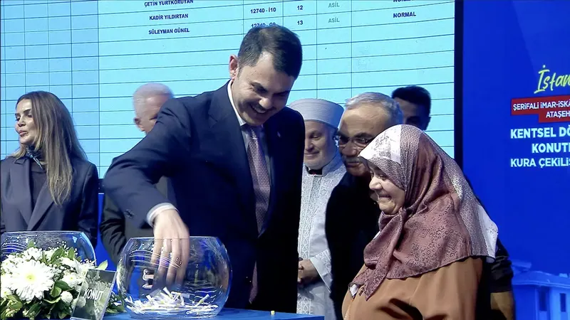 7 November 2025, Ataşehir Şerifali İmar İskan blocks, urban regeneration housing lottery draw ceremony