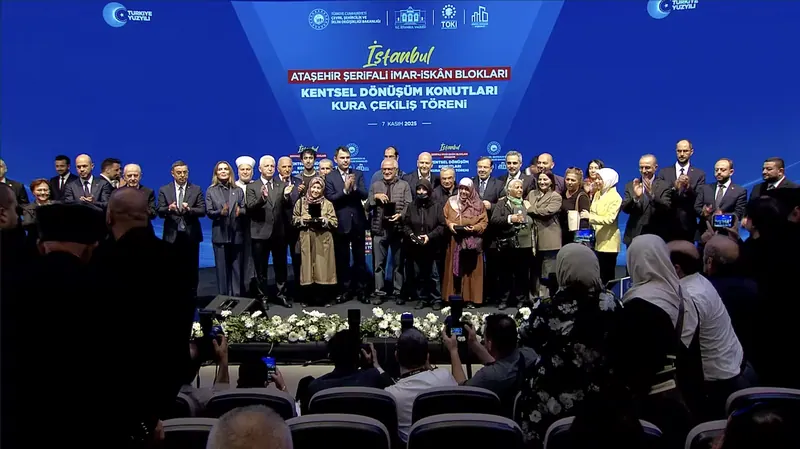 7 November 2025, Ataşehir Şerifali İmar İskan blocks, urban regeneration housing lottery draw ceremony