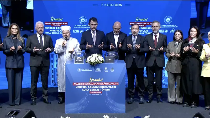 7 November 2025, Ataşehir Şerifali İmar İskan blocks, urban regeneration housing lottery draw ceremony